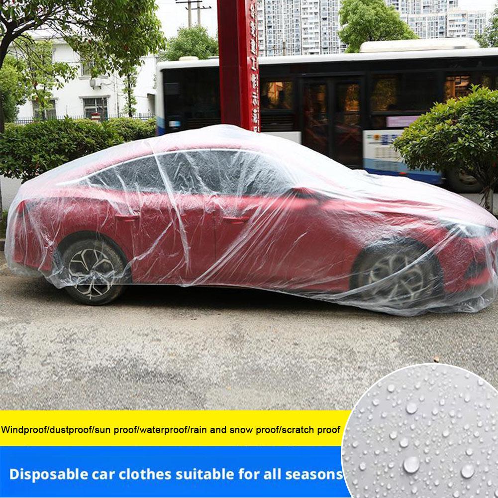 Disposable Car Clothing Cover Dustproof Rainproof Car Film Cover PE Car Full Scratch-Proof Prot X0K0