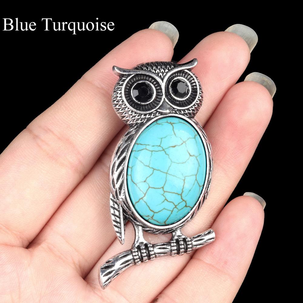 1Pc, Halloween Owl Shape Reiki Healing Crystal Pendant Brooch Pin, Unique Dual Purpose Design, for DIY Unisex Necklace Accessories or Hanging Clothes