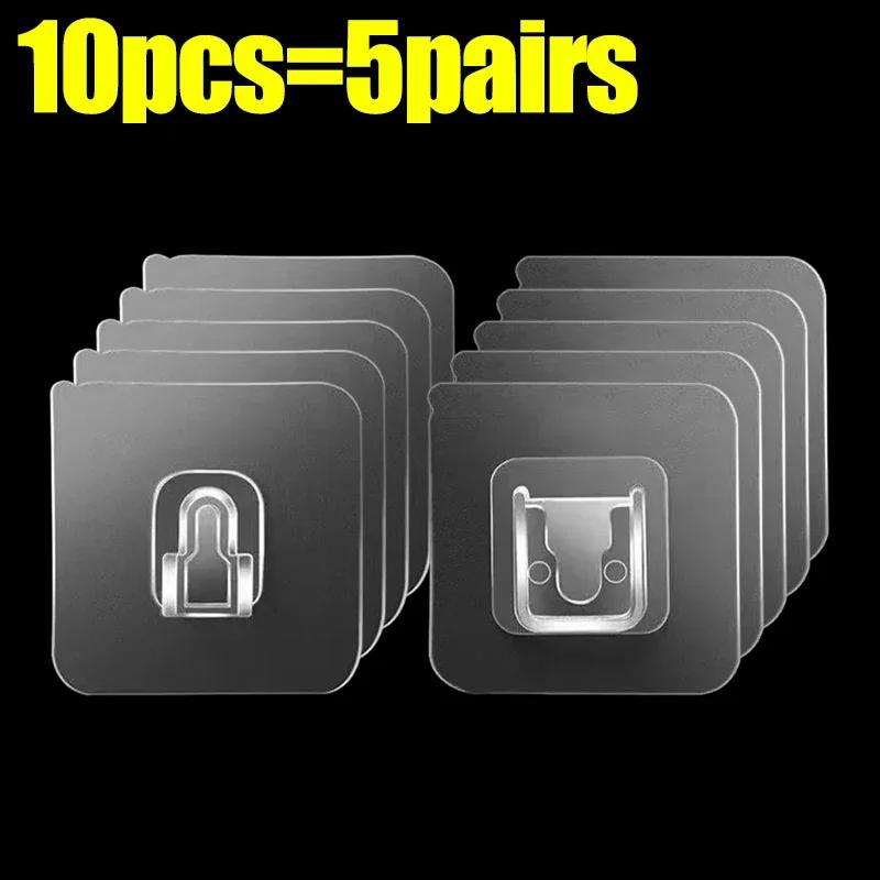 Double Sided Self Adhesive Hooks Buckle Transparent Traceless Wall Hook Suction Cup Plug Storage Holder for Kitchen Bathroom