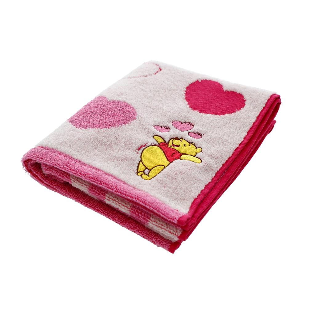Marushin Face Disney Winnie the Pooh Lots of Organic Antibacterial and Deodorizing Untwisted 2006062300 Towel, Hearts, Cotton, Treatment, Yarn,