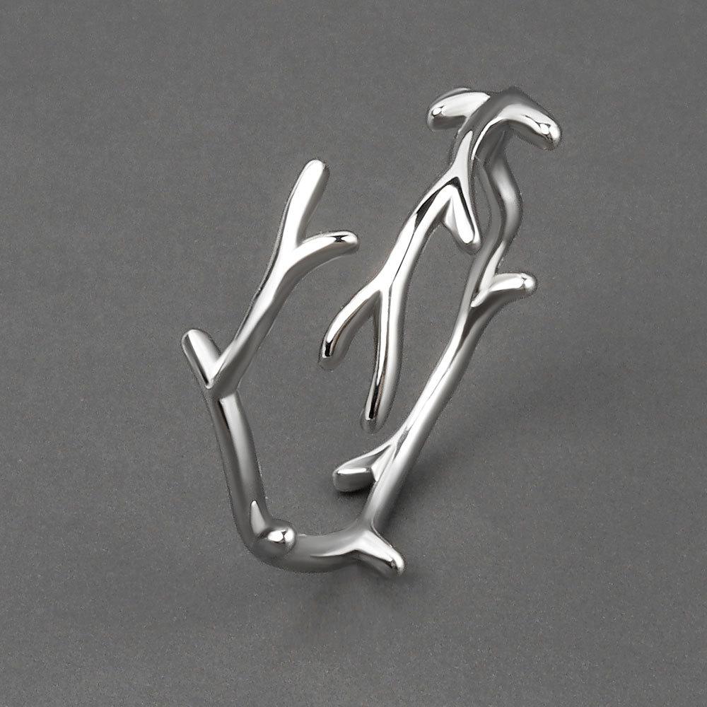 BFCLUB Silver Color Open Ring for Women Leaf Retro Bird Trendy Jewelry Bijoux Birthday Anillos Gift