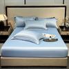 Washed Silk Summer Fitted Sheet Set - Ice Silk Mattress Protector, Cover, and Bedspread (3-Piece)