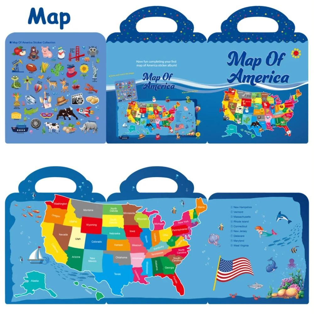 Kids Reusable Sticker Book Multiple Scenarios Cartoon DIY Puzzle Educational Cognition Learning Toys for Child Age 2-4 Gift