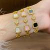 18K Gold Plated Zircon Square Pendant Bracelet: Exquisite Retro Bangle for Women - Light Luxury High-End Jewelry