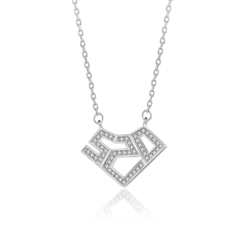 

925 Sterling Silver Heart Necklace - Rose Gold Geometric Clavicle Chain, Valentine s Gift for Her. 925 Silver