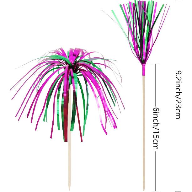 BLUE TOP Cocktail Picks Wood Foil Firework Cake Picks 9 Inch 100 PCS,Cupcake Toppers for Cakes Decoration, Children's Day, Party Suppliers,July