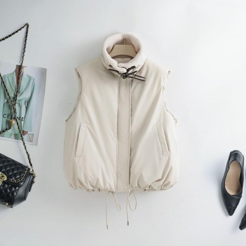 Lamb wool vest women's vest short autumn and winter cotton vest sleeveless cotton vest outer coat