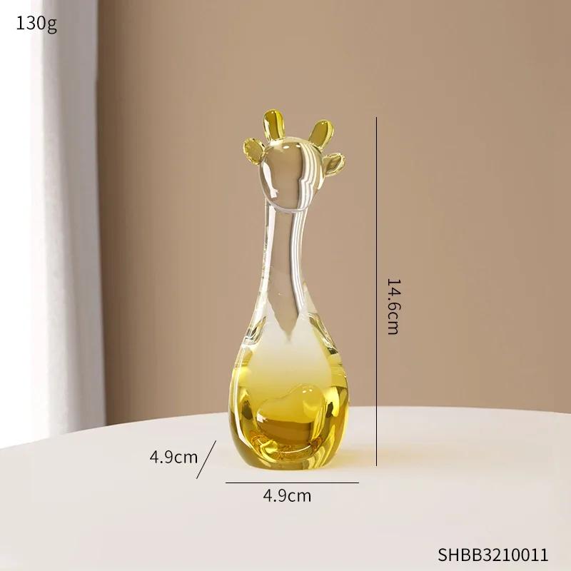 Creative Cute Transparent Giraffe Animal Sculpture Modern Home Living Room Wine Cabinet Table Decoration Accessories Craft Gifts