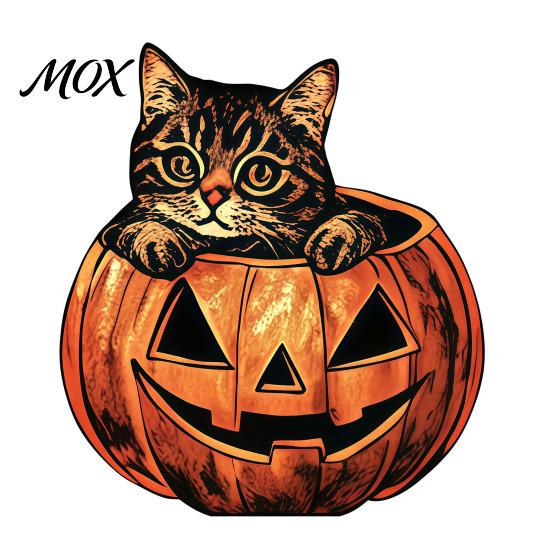 Textured Wood Craft Ornaments Halloween Wooden Ornaments, Distressed Pumpkin/Cat Decorations, Desktop & Wall Premium Solid Art Decors for Autumn