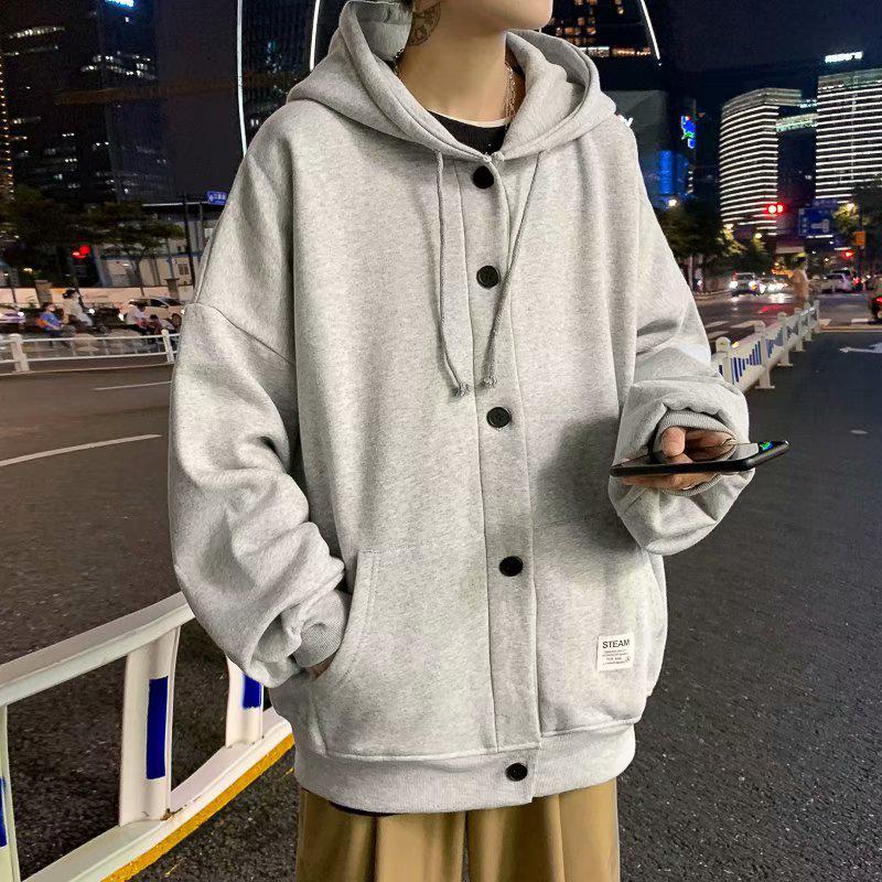 Men's Casual Hooded Cardigan: Autumn/Winter Hong Kong Style College Sports Jacket