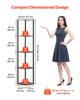Scaffale Angolare a 5 Piani, Supporto Angolare Alto con Luce LED, Organizzatore Torre Scaffali a Muro con Telaio in Metallo e Ripiani in Legno, Stretto Espositore per Libri