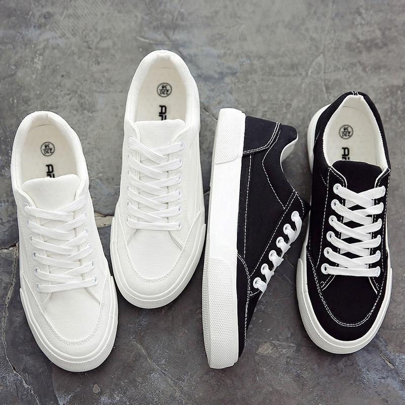 New trendy and versatile casual men's shoes, low-top sports sneakers, canvas white trendy shoes