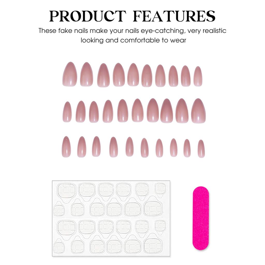 30PCS Gentle Nude Pink Fake Nails Charming Comfortable to Wear Manicure Nails for Manicure Lovers and Beauty Bloggers
