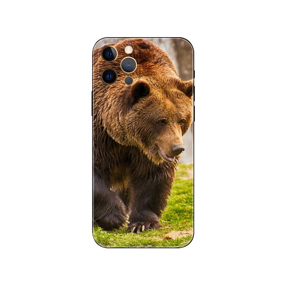 Die Flagge von Russland Bär Telefonhülle für iPhone 5 5s 2020se 6 6s 7 8 plus x 10 XR XS 11 12 13 mini pro MAX schwarze TPU-Rückseite