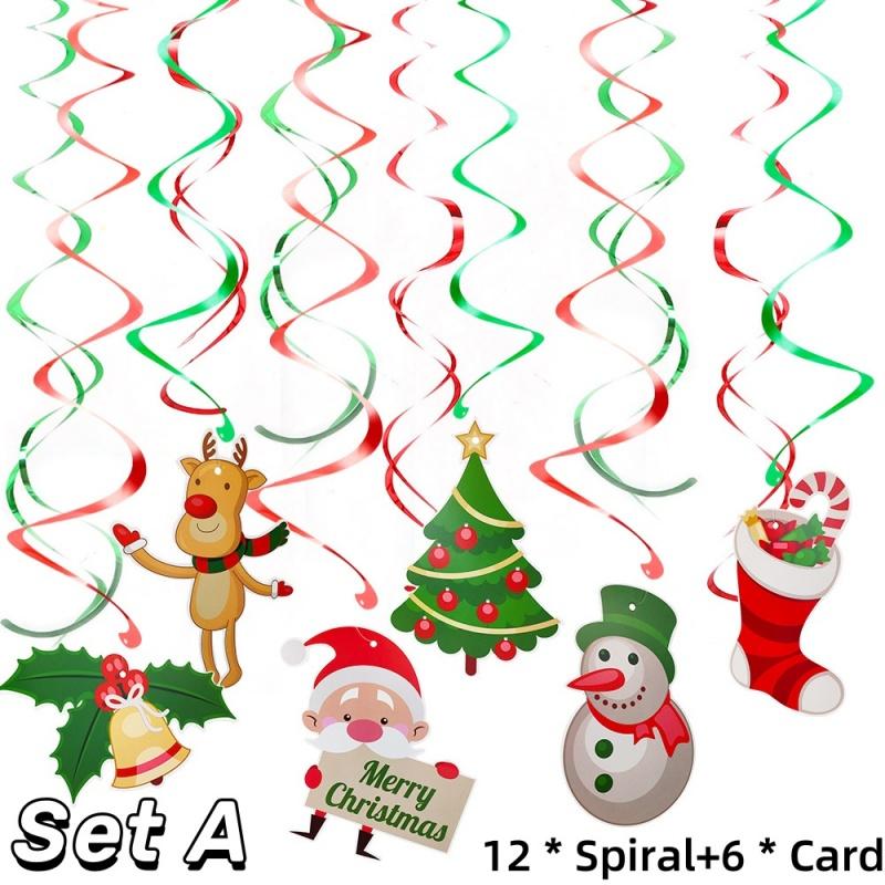 Newest Christmas Foil Spiral Pendants Ceiling Hanging Garlands Christmas Decoraitons for Home Navidad Decor New Year 2026 Gifts