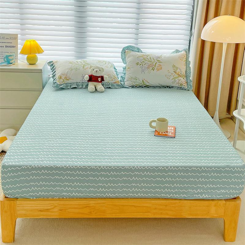 1pc Fitted Sheet Simple Style Bed Cover Soft Bedsheet Elastic Mattress Protector Home Bed Linen sabanas para cama(No Pillowcase)