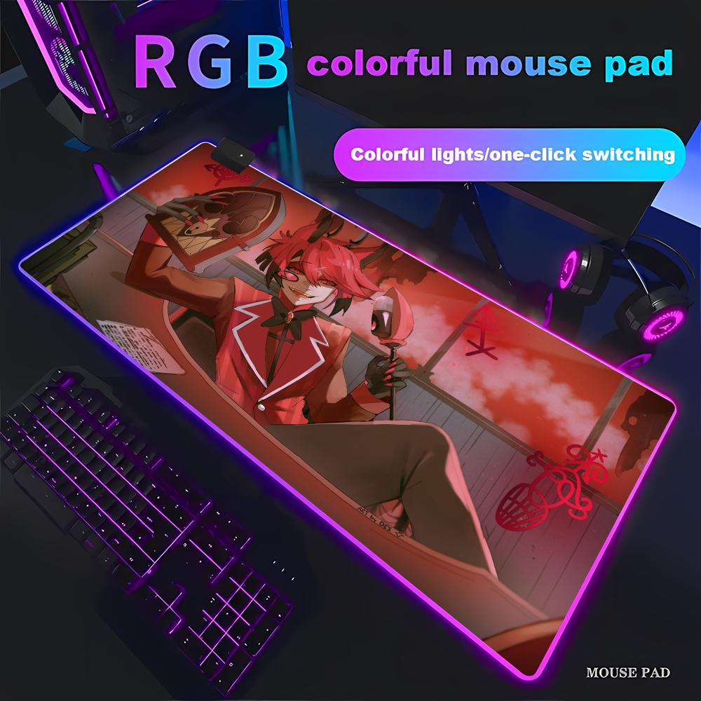 

Hazbin Hotel Коврик для мыши Анимация Игры Красивый RGB Игровой коврик HD Геймерский Большой LED Подсветка XXL ПК Компьютерный коврик Нескользящий Декор RGB600x300x3mm