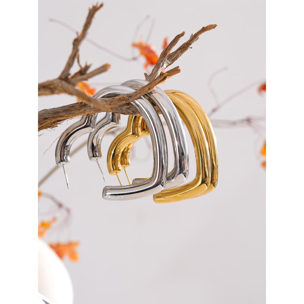 Yhpup 50mm Minimalist Glossy Stainless Steel Metal Heart Hollow Big Daily Earrings Gold & Platinum Plated Charm Romantic Jewelry