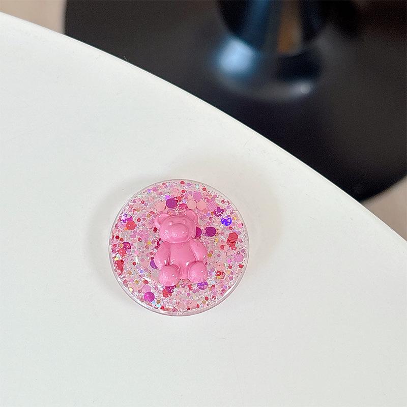 Colorful Sequin Heart Bear Phone Holder Ring for Desktop
