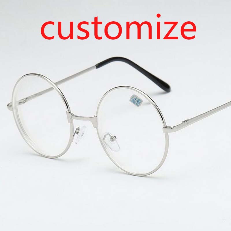 Round Glasses Woman Men Glasses Retro Myopia Optical Metal Frames Clear Lens Black Silver Gold Eyeglasses -1.0 -1.5 -2.0 To -4.0