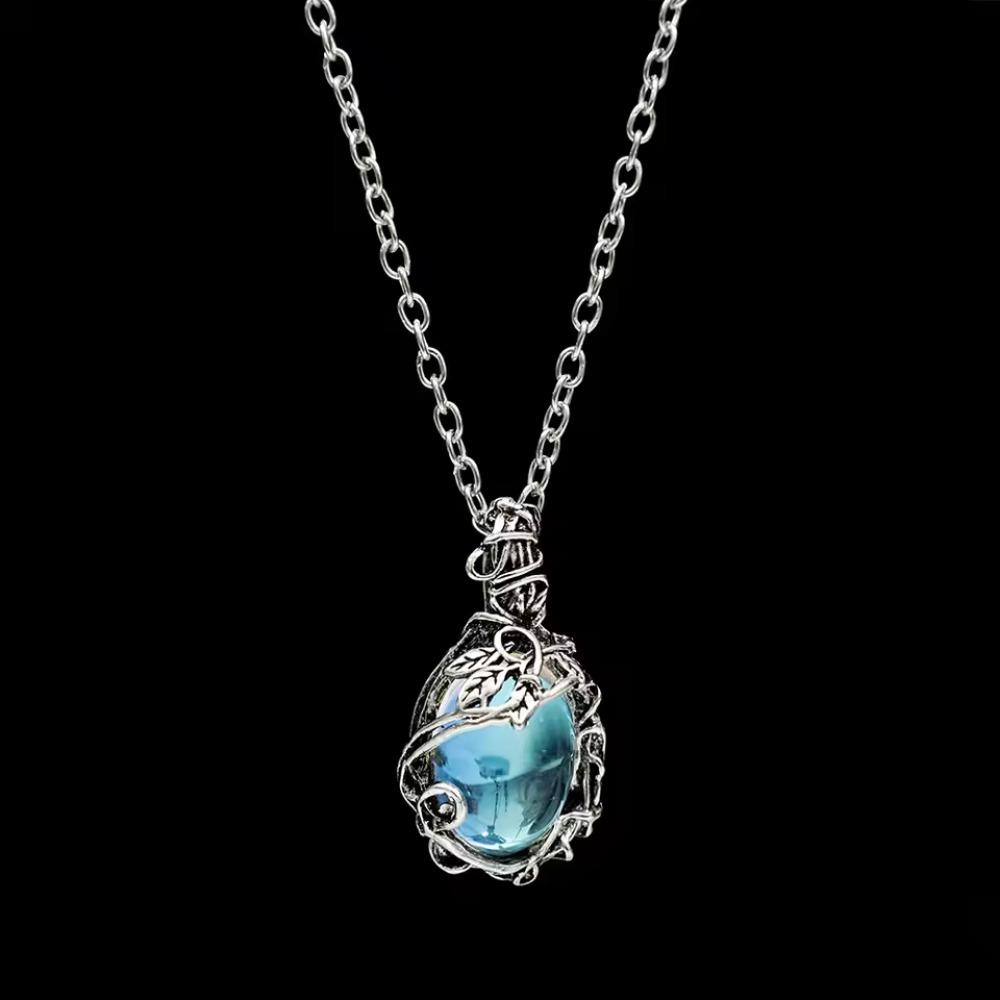 Bohemia Moonstone Pendant Necklace Artificial Gems Rattan Women Necklaces for Lady Girls Waterdrop Stone Necklace Jewelry