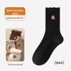 Women's Plush Embroidered Fleece-Lined Mid-Calf Socks - Cute Cartoon Design, Warm and Thick for Autumn and Winter.