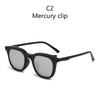 2 IN 1 Magnetic Clip-on Polarized Sunglasses Driving Night Vision Myopia Glasses Irregular Frames Trendy Fashionable