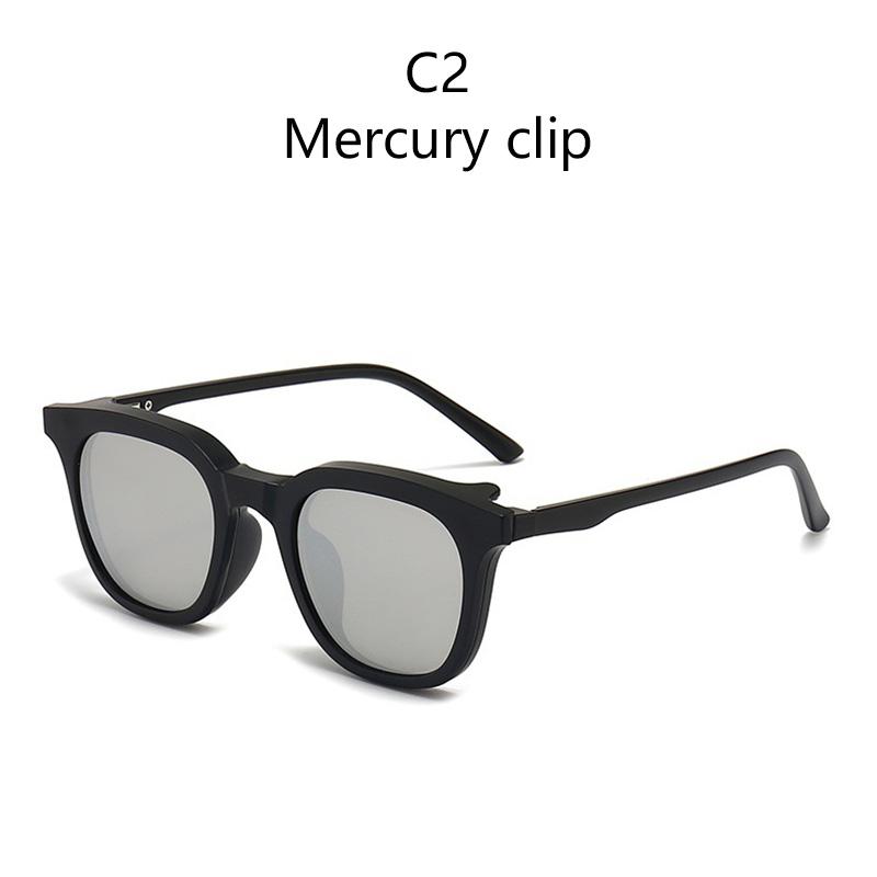2 IN 1 Magnetic Clip-on Polarized Sunglasses Driving Night Vision Myopia Glasses Irregular Frames Trendy Fashionable