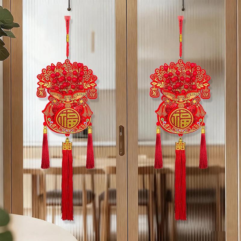 Lucky Bag Shape Chinese New Year Decoration Traditional Design With Tassel Spring Festival Pendants Three-Dimensional Widely Use
