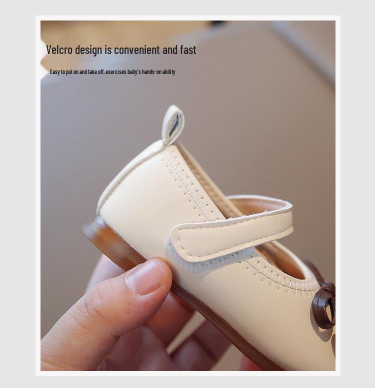 Girls' Bow Soft Sole Princess Toddler Shoes - Spring & Autumn Style, Fashionable Small Leather Baby Shoes