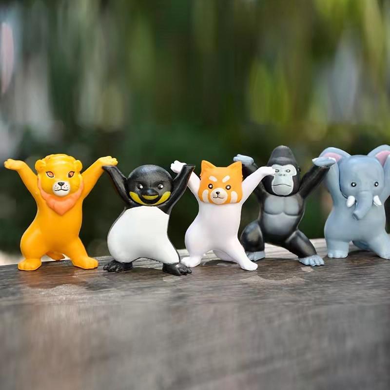 Adorable Pvc Cartoon Animal Figurines Featuring Elephant Gorilla Lion Penguin For Collectors