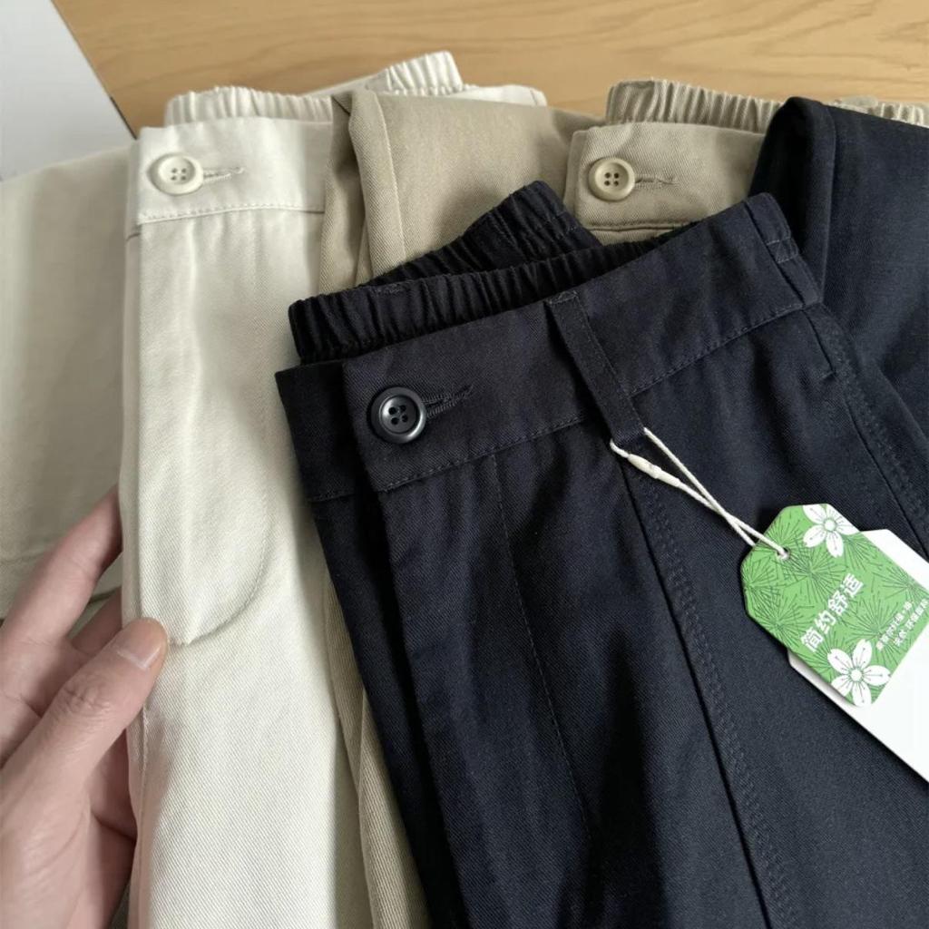 Women’s Slim-Fit Wide-Leg Cropped Pants - Lyocell Cotton, Hip-Covering, Korean Spring Style