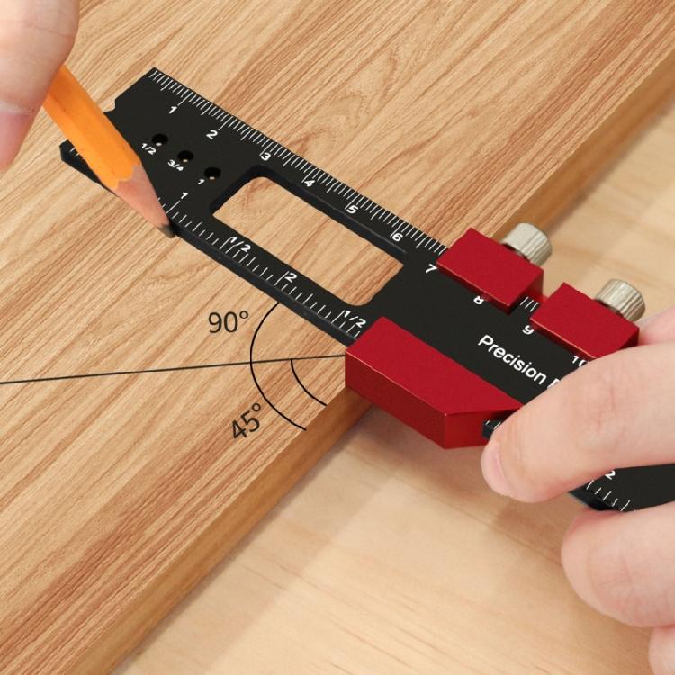 6/8/12Inch Measuring Marking Gauge with Slide Stop Pocket Ruler Woodworking Ruler Aluminum Slide Ruler Scribing Ruler