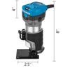 800W Max Torque Variable Speed 30,000RPM Compact Router with Collets 1/4" & 3/8" 1 x Plunge Base & 1 x Tilt Base 220V