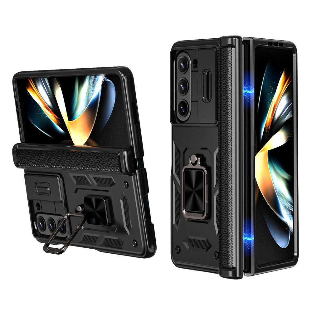 Hinge Protection Phone Case for Samsung Galaxy Z Fold 6 5G Heavy Duty Protective Cover with 360° Magnetic Ring Stand Kickstand