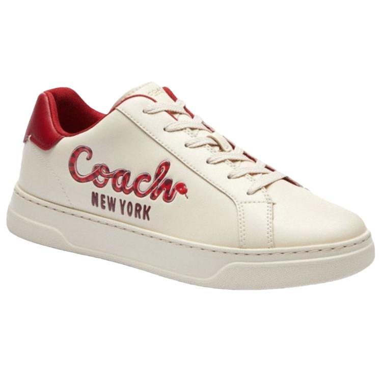 Coach Highline Synthetic Leather Snake Year Limited Round Toe Lace-Up Flat Low-Top Sneakers Men Sneakers White CAD56-CAH