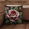 2D Vintage Rose Embossed Floral Throw Pillow Covers Pattern Cushion Cover Suitable For Sofa Bedroom Car Pillow Cover