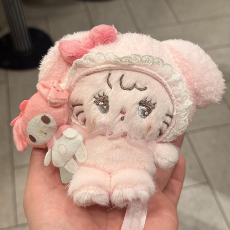 Hello Kitty Melody Cinnamoroll Kuromi Plush Keychain With Short Pile Fabric For Backpack Decoration