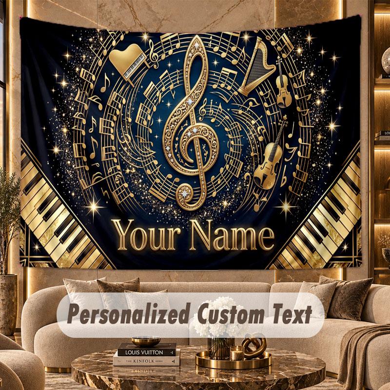 Music General (59) Theme Wall Tapestry Customized With Name Text Personalized Hanging Tapestry For Bedroom Living Room Decor