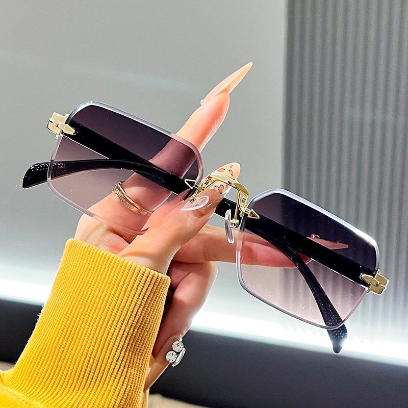 1/2PCS Square Frameless Cut Edge Sunglasses for Men Women Gradient Color UV Protection
