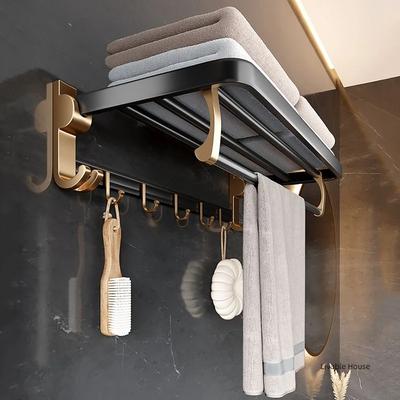 Gold Bathroom Shelf Hook Toilet Paper Holder Toilet Brush Towel Holder Space Aluminum Bathroom Hardware Set Bathroom Accessories