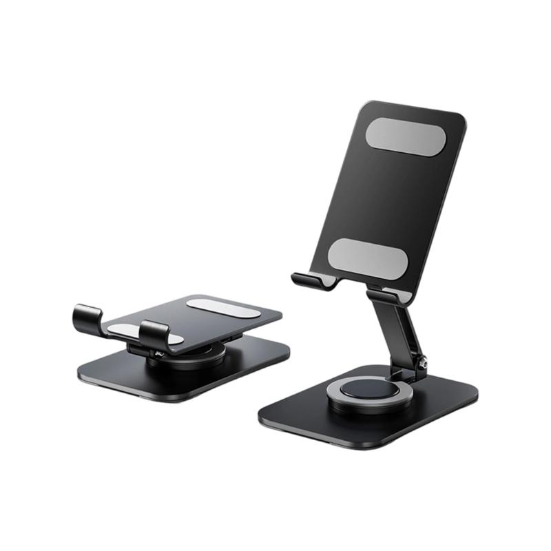 360 Rotating Double Height Adjustable Phone Stand Foldable Tablet Holder With Anti Slip Silicone Base For Multiple Devices