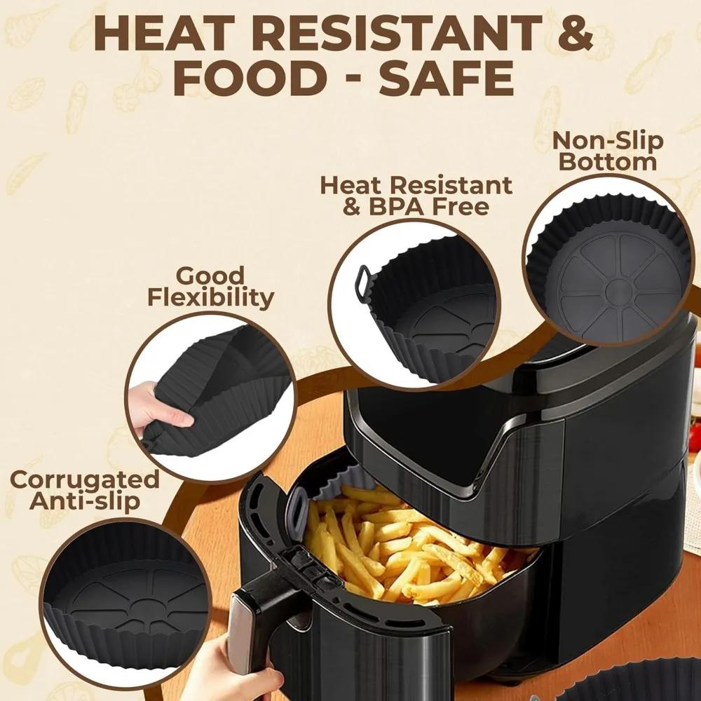 Silicone Basket Pot Tray Airfryer Liner for Air Fryer Reusable Container Accessories Pan Baking Mold Protector Kitchen Gadgets