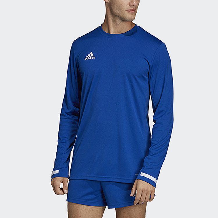 Adidas Logo Print Crew Neck Long Sleeve T-Shirt Men Tops Blue DY8814