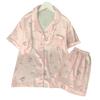 Sweet And Cute Wind Cartoon Ice Silk Pajamas Girl Summer Short-Sleeved Silk Cool Loungewear Suit