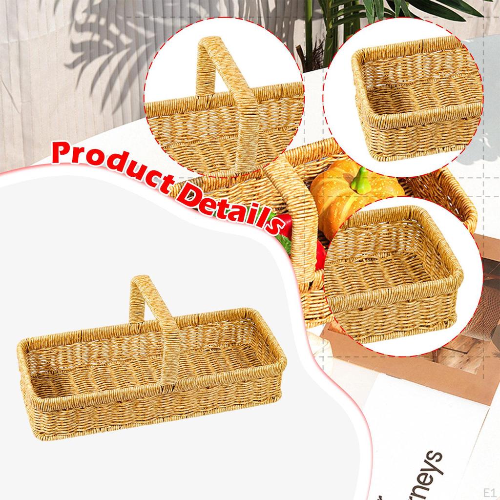 Picnic Basket with Handle Spacious Flower Baskets Food Storage Container Household Woven