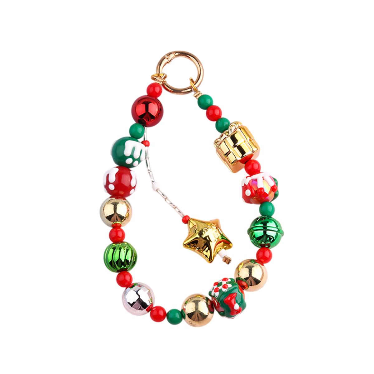 

Рождественская серия Милые бусины ручной росписи Цепочка для ключей/телефона Женские модные аксессуары