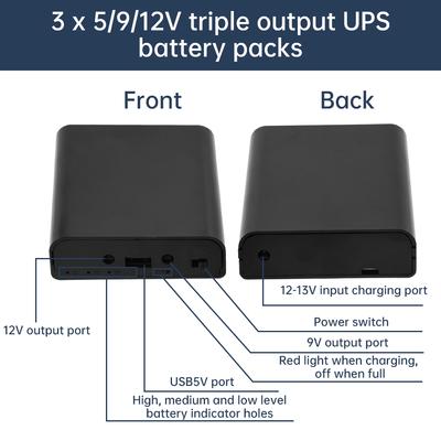 5V 9V 12V USV Lithium Batterie Lötfreies Kit 3 Stück 18650 Gebrauchsfertig Router Optische Katze Unterbrechungsfreie Stromversorgungsbox