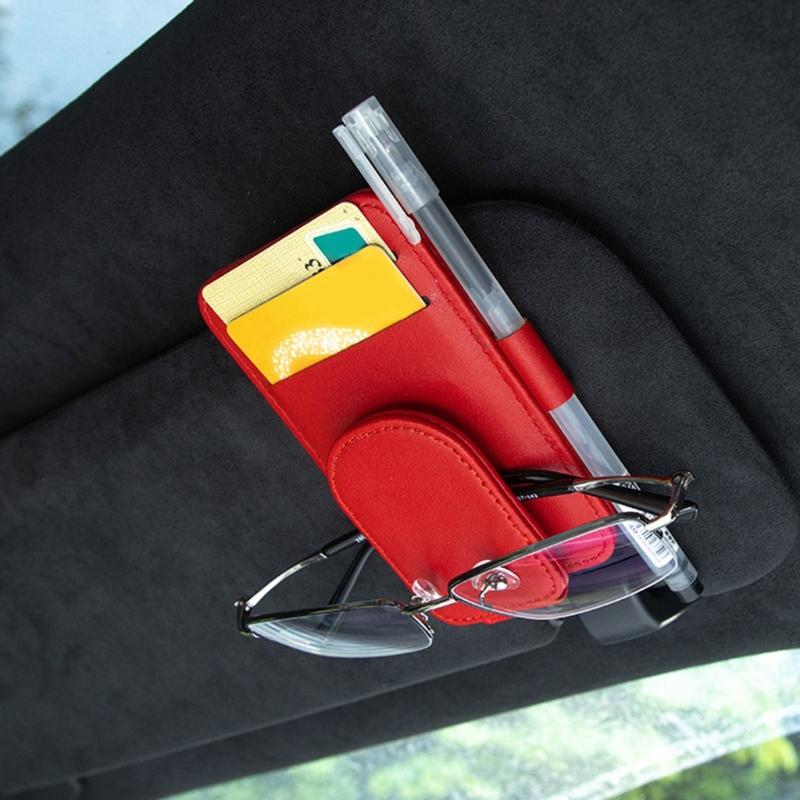 Leather Storage Clip Auto Interior Accessory Car Glasses Holder Card Clip Eyeglass Hanger Organizer Clip for Sun Visors