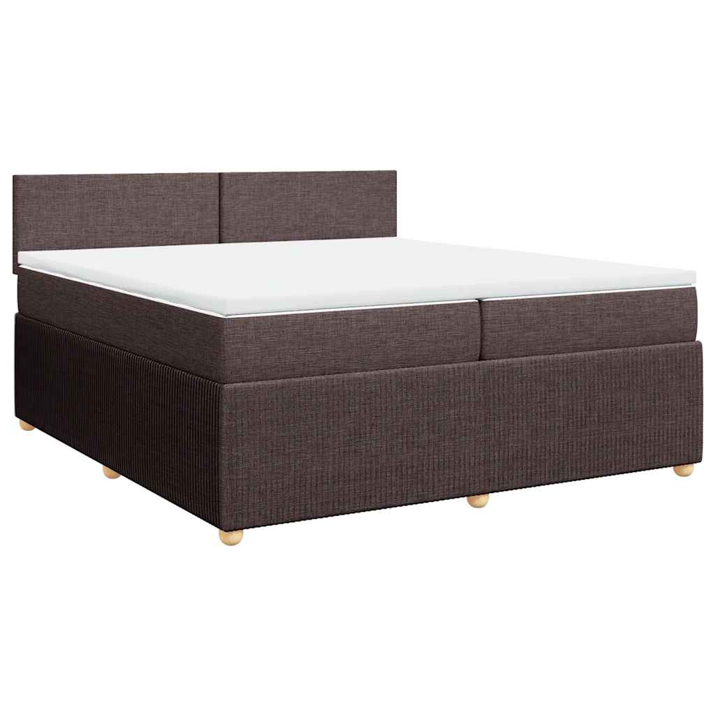 Box Spring Bed with Mattress Dark Brown 200x200 cm Fabric